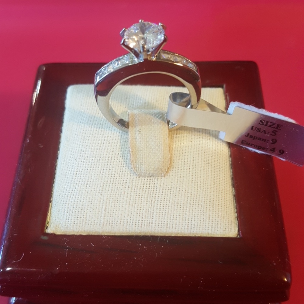 Stainless steel engagement ring size 5